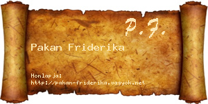 Pakan Friderika névjegykártya